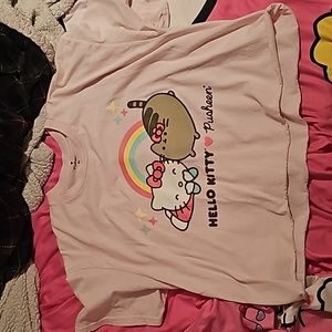 Hello kitty and pusheen themed cropped shirt
